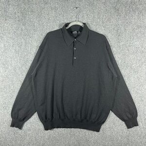 Hugo Boss Wool Silk Cashmere Collared Sweater Black Mens Size XL #1731 **READ